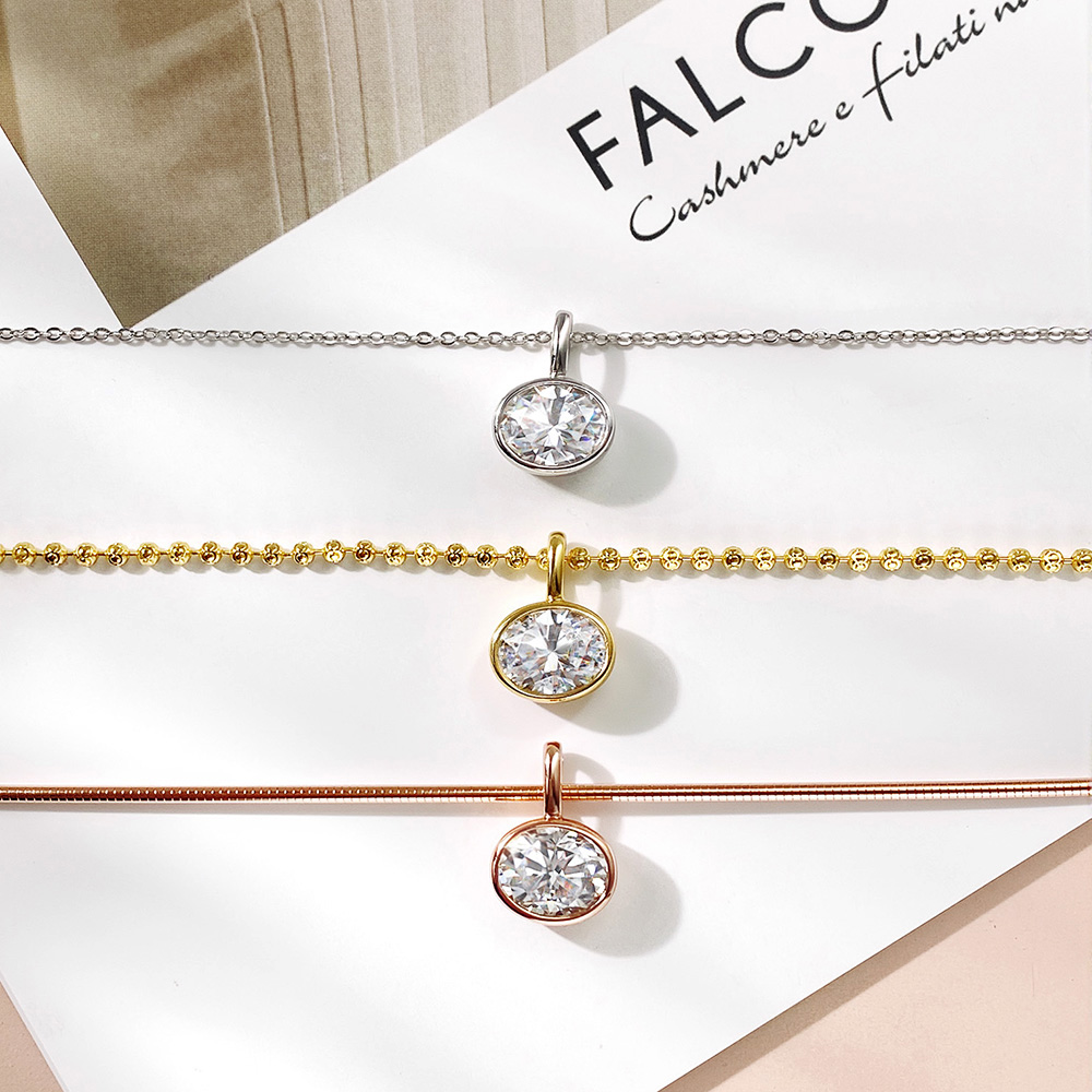 Collier OEVAS 2-4CT Moissanite - Bezels Set Pendant avis et prix